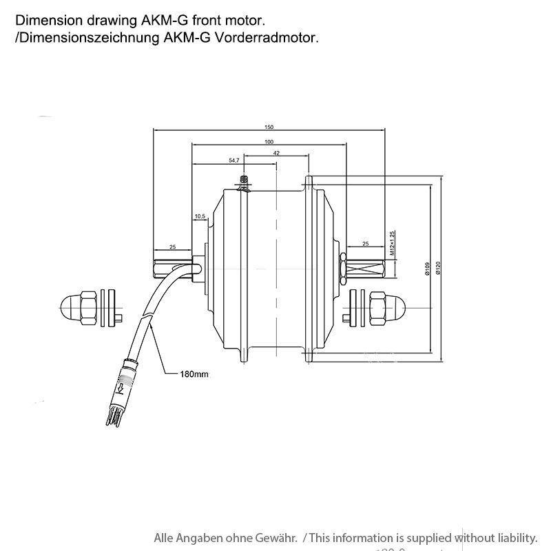  EBS V2 AKM-G Vorderradmotor 36V 250W 32 Speichenlöcher