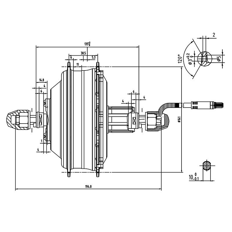  EBS V2 SGI-G Hinterradmotor 36V 250W